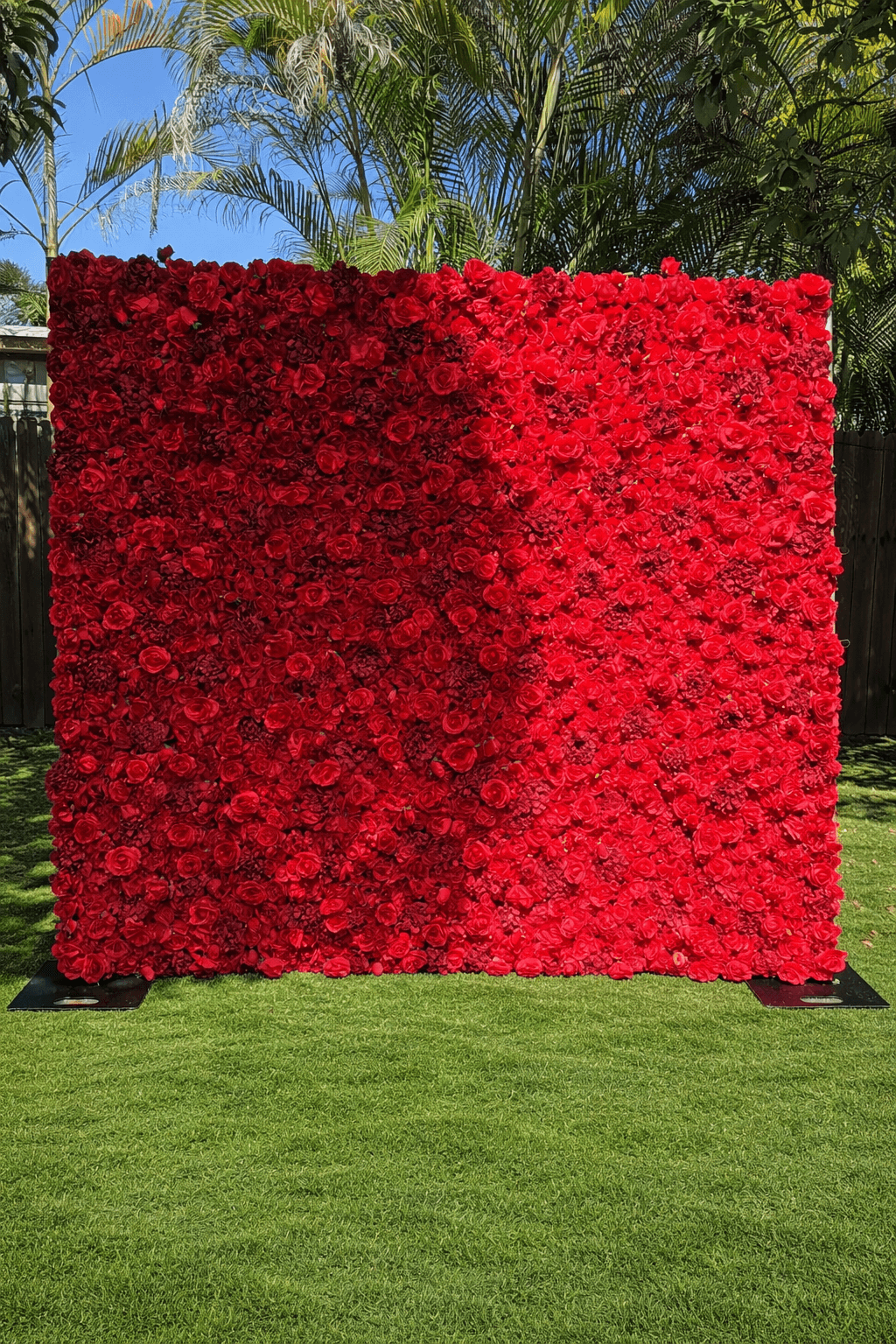 Red Flower Wall Red flower wall rental in Miami for luxury event backdrops
